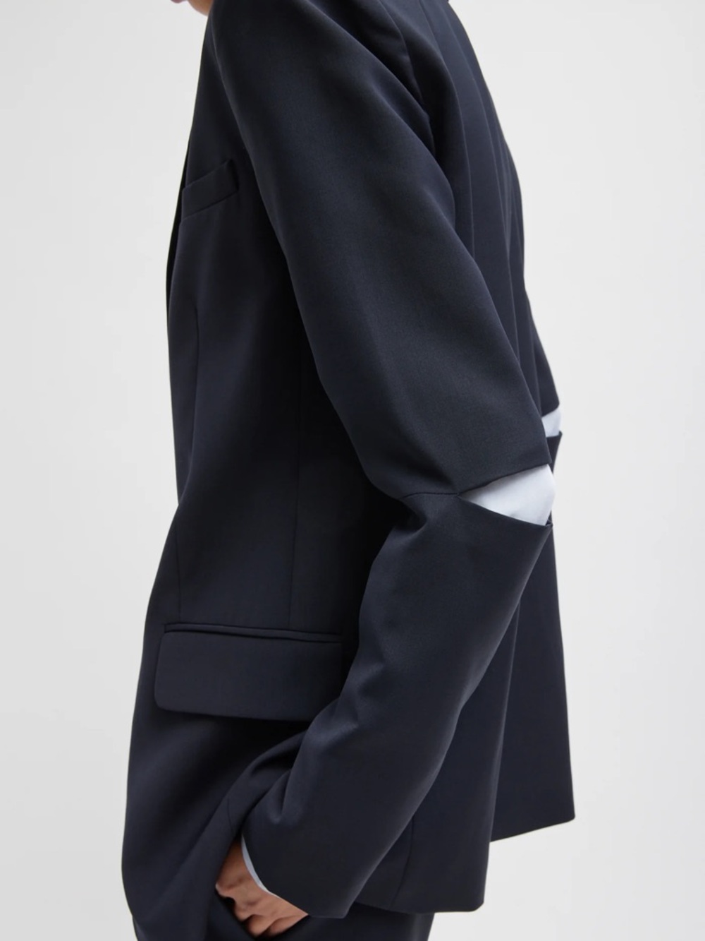NWOT• TIBI Marlon blazer, deep navy tropical wool, 12
